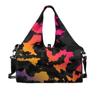 Dserfgiu Bolsa de lona militar con compartimento para zapatos, bolsillos de almacenamiento en seco y húmedo, bolsa de gimnasio para hombre, esterilla de yoga, bolsa deportiva portátil, Camuflaje