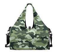 Dserfgiu Bolsa de lona militar con compartimento para zapatos, bolsillos de almacenamiento en seco y húmedo, bolsa de gimnasio para hombre, esterilla de yoga, bolsa deportiva portátil, Camuflaje