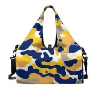 Dserfgiu Bolsa de lona militar con compartimento para zapatos, bolsillos de almacenamiento en seco y húmedo, bolsa de gimnasio para hombre, esterilla de yoga, bolsa deportiva portátil, Camuflaje