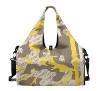 Dserfgiu Bolsa de lona militar con compartimento para zapatos, bolsillos de almacenamiento en seco y húmedo, bolsa de gimnasio para hombre, esterilla de yoga, bolsa deportiva portátil, Camuflaje