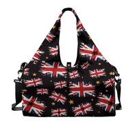 Dserfgiu Bolsa de viaje con compartimento para zapatos, bolsillos de almacenamiento en seco y húmedo, bolsa de gimnasio para hombre, esterilla de yoga, bolsa deportiva portátil, union jack, talla
