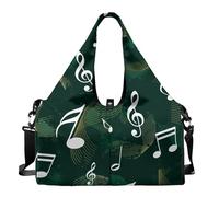 Dserfgiu Bolsa de viaje con compartimento para zapatos, bolsillos de almacenamiento en seco y húmedo, bolsa de gimnasio para hombre, esterilla de yoga, bolsa deportiva portátil, Nota musical, talla