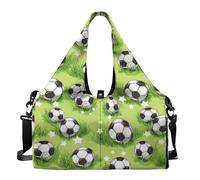 Dserfgiu Bolsa de viaje con compartimento para zapatos, bolsillos de almacenamiento en seco y húmedo, bolsa de gimnasio para hombre, esterilla de yoga, bolsa deportiva portátil, Soccor on the Grass