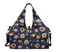 Dserfgiu Bolsa de viaje con compartimento para zapatos, bolsillos de almacenamiento en seco y húmedo, bolsa de gimnasio para hombre, esterilla de yoga, bolsa deportiva portátil, Shooting Star Ufo