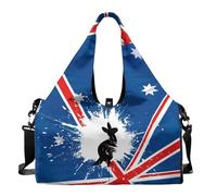 Dserfgiu Bolsa de viaje con compartimento para zapatos, bolsillos de almacenamiento en seco y húmedo, bolsa de gimnasio para hombre, esterilla de yoga, bolsa deportiva portátil, Canguro con bandera