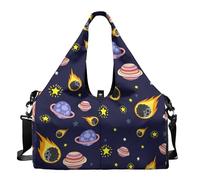 Dserfgiu Bolsa de viaje con compartimento para zapatos, bolsillos de almacenamiento en seco y húmedo, bolsa de gimnasio para hombre, esterilla de yoga, bolsa deportiva portátil, Shooting Star Planet