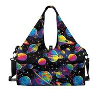 Dserfgiu Bolsa de viaje con compartimento para zapatos, bolsillos de almacenamiento en seco y húmedo, bolsa de gimnasio para hombre, esterilla de yoga, bolsa deportiva portátil, Planeta, talla única