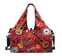 Dserfgiu Bolsa de viaje con compartimento para zapatos, bolsillos de almacenamiento en seco y húmedo, bolsa de gimnasio para hombre, esterilla de yoga, bolsa deportiva portátil, Disco de trompeta de