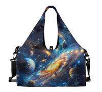 Dserfgiu Bolsa de viaje con compartimento para zapatos, bolsillos de almacenamiento en seco y húmedo, bolsa de gimnasio para hombre, esterilla de yoga, bolsa deportiva portátil, Universe Planet, talla