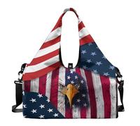 Dserfgiu Bolsa de viaje con compartimento para zapatos, patriótica para hombre, para gimnasio, esterilla de yoga, bolsa de deporte portátil, Bandera de Estados Unidos, diseño de águ, talla única