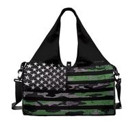 Dserfgiu Bolsa de viaje con compartimento para zapatos, patriótica para hombre, para gimnasio, esterilla de yoga, bolsa de deporte portátil, Bandera de Estados Unidos, camuflaje, rayas estrellas