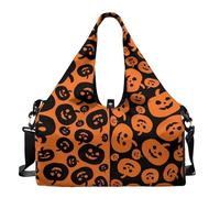 Dserfgiu Bolsa deportiva de Halloween con compartimento para zapatos, bolsillos de almacenamiento en seco y húmedo, bolsa de gimnasio para hombre, esterilla de yoga, bolsa de deporte portátil, Cara de