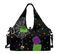Dserfgiu Bolsa deportiva de Halloween con compartimento para zapatos, bolsillos de almacenamiento en seco y húmedo, bolsa de gimnasio para hombre, esterilla de yoga, bolsa de deporte portátil, Parche