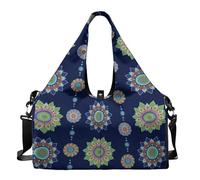Dserfgiu Mandala - Bolsa de gimnasio para mujer con compartimento para zapatos, bolsillos de almacenamiento en seco y húmedo, bolsa de viaje para esterilla de yoga, bolsa portátil, Floral tribal
