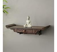 DSEWTEZXI Estante Mural para estatuas de Buda talladas a Mano, Mesa de Altar Vintage con cajones, Estante de Altar Budista, Santuario de meditación para Iglesias, templos, santuarios y hogar.