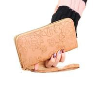 DSFDFDG Cartera Larga con Relieve Floral, Tarjetero de Piel sintética, Monedero Sencillo y Moderno for teléfono, Cartera Pintada a Mano for Mujer(Brown)