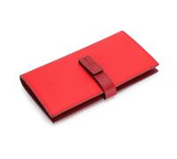 DSFDFDG Cartera Larga de Piel auténtica for Mujer, con diseño Cabeza en Contraste Color, Vaca, Clip for Bolso, Tarjetero y Monedero(Red)