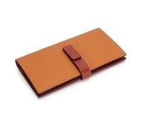 DSFDFDG Cartera Larga de Piel auténtica for Mujer, con diseño Cabeza en Contraste Color, Vaca, Clip for Bolso, Tarjetero y Monedero(Brown)