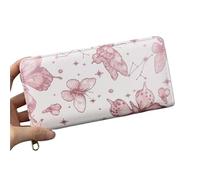 DSFDFDG Cartera Larga for Mujer con Estampado de Mariposas, Moderna, Gran Capacidad, for Guardar Tarjetas, Monedas y teléfono Cremallera(Y2713-Dark Pink)