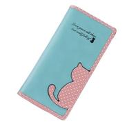 DSFDFDG Monedero de Piel Gato, Cartera Larga, Marca Moda for Mujer, Monedero con Cremallera, Bonito Bolso Mano(Green)