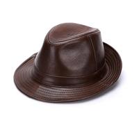 DSFDFDG Otoño Invierno Cálido Vaquero PU Cuero Sombreros Hombres Top Gorras(Brown,62cm)