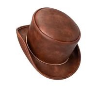 DSFDFDG Sombrero De Copa Hombres Mujeres Cuero PU Adultos For Fiesta Disfraces Viajes Discoteca(Brown)