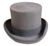 DSFDFDG Sombrero de copa plano lana for hombre, gorro mago versátil, sombrero con correa cilíndrica for caballero, elegante(Grey,Above 60cm)