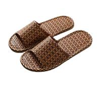 DSFDFDG Zapatillas de casa lino ratán for mujer y hombre, zapatos dormitorio Unisex con suelo refrigeración tejido glicina verano, toboganes interior(Black,39)