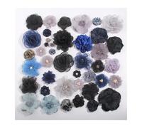 DSFIHJO 10 unids/Lote Gris Serie Negra Camelia Rosa Tela de Gasa Flor for invitación Boda Flores Artificiales for decoración Vestido(Mixed Color)
