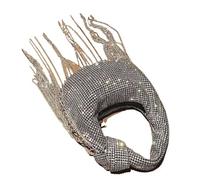 DSFIHJO Bolso plata Bolsos de mano for mujer, bolso noche con borlas y lazo diamantes, hombro tipo bandolera brillante cuentas imitación, bolsos solapa Bolso plateado mujer fiesta