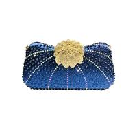 DSFIHJO Bolso plata Bolsos de noche lujo for mujer, bolsos mano for boda, novia, fiesta, hombro con diamantes, bolso retro for Bolso plateado mujer fiesta(Dark Blue)