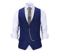 DSFIHJO Chaleco traje Chaleco de traje for hombre, estilo cuello en V, lana espiga, clásico, informal, corte entallado, con bolsillo Chaleco vestir hombre(Royal Blue,XL)