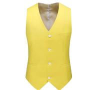 DSFIHJO Chaleco traje Chaleco de vestir for hombre, corte entallado, cuello en V, formal, for negocios y bodas Chaleco vestir hombre(Lemon Yellow,M 40kg-45kg)