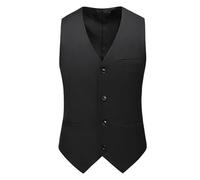 DSFIHJO Chaleco traje Chaleco de vestir for hombre, corte entallado, cuello en V, formal, for negocios y bodas Chaleco vestir hombre(Black,M 40kg-45kg)