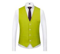 DSFIHJO Chaleco traje Chaleco de vestir for hombre, corte entallado, cuello en V, formal, for negocios y bodas Chaleco vestir hombre(Green5,M 40kg-45kg)