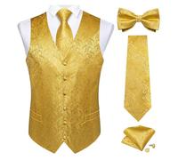 DSFIHJO Chaleco traje Conjunto de chaleco y corbata traje clásico for hombre, conjunto formal negocios, pajarita Chaleco vestir hombre(Color 11,XL)