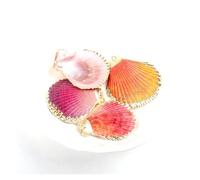 DSFIHJO DecoracióN De Conchas Concha del Sector Rojo Blanco chapada en Oro for joyería DIY Hecha a Mano decoración hogar artesanía 5 uds(1)