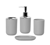 DSFIHJO Ensemble distributeur de Savon 4 Unids/Set ABS Set De Accesorios Baño Plástico, Dispensador Jabón, Botella, Plato, Soporte For Cepillo Juego de baño Accesorios Completo(Gray)