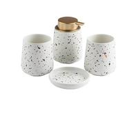 DSFIHJO Ensemble distributeur de Savon Botella De Líquido For Lavado Manos, Suministros Baño con Patrón Terrazo Color, Loción, Dispensadores Juego de baño Accesorios Completo(4 Piece set-01)