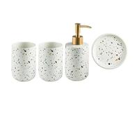 DSFIHJO Ensemble distributeur de Savon Botella De Líquido For Lavado Manos, Suministros Baño con Patrón Terrazo Color, Loción, Dispensadores Juego de baño Accesorios Completo(4 Piece Set)