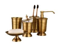 DSFIHJO Ensemble distributeur de Savon Suministros De Baño Latón Antiguo, Botella Loción, Cepillo Dientes, Juego 5 Uds., Accesorios Juego de baño Accesorios Completo(5pcs Set)