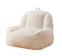 DSFIHJO Funda Puff Funda for puf de imitación Forro Polar bereber 【¡Sin Relleno! ¡Debes Comprar el Relleno por Separado!】 para la Sala de Estar(1-Seat-White)