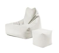 DSFIHJO Funda Puff Funda for puf 【¡Sin Relleno! ¡Debes Comprar el Relleno por Separado!】 para la Sala de Estar(Beige White-with FD)