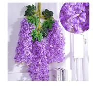 DSFIHJO Guirnalda De Flores Artificiales 12 Uds. De Flores Artificiales Glicina, Corona Vid, Decoración del Arco La Boda, Hoja Ratán, Flor Seda, Pared Hiedra(Light Purple)