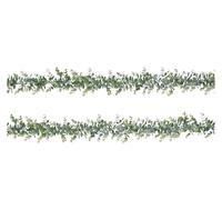 DSFIHJO Guirnalda De Flores Artificiales 2 uds 1,8 m eucalipto Artificial ratán Boda decoración del hogar Hoja Hierba Fondo de Pared arqueada(White green-2pcs)