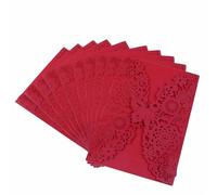 DSFIHJO Invitaciones Boda 10 tarjetas de invitación boda con diseño mariposas, cumpleaños flores, felicitación huecas cortadas láser for debutar en el evento(Red)