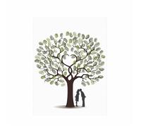 DSFIHJO Libro de Invitados de Boda, árbol con Huellas Dactilares, Lienzo, póster artístico de Pared, Regalo, Firma, Recuerdo de Matrimonio for decoración de Fiesta(Color01,35x50cm 14x20inch)