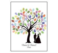DSFIHJO Marco de Fotos de 16 Pulgadas con Huella Dactilar, Hoja Artesanal, árbol de Boda, Libro de visitas, Recuerdo (Almohadilla de Tinta e incluida)(Color02,16inch (Wood Frame))