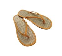DSFIHJO Pantuflas De Paja For Mujer Chanclas planas de verano for mujer, cómodas sandalias antideslizantes de ratán, zapatillas de casa(Orange,38)