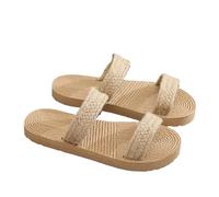 DSFIHJO Pantuflas De Paja For Mujer Sandalias de paja de verano for mujer, chanclas de playa de tacón plano, cómodas, for exteriores, for playa, for mujer(Color1,38)
